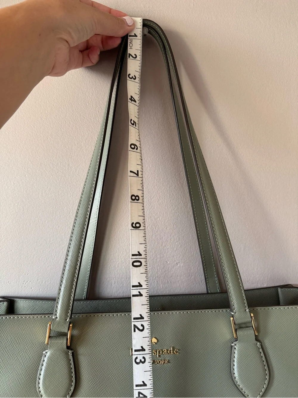 Kate Spade Madison Saffiano East West Leather Large Laptop Tote Sage KC434